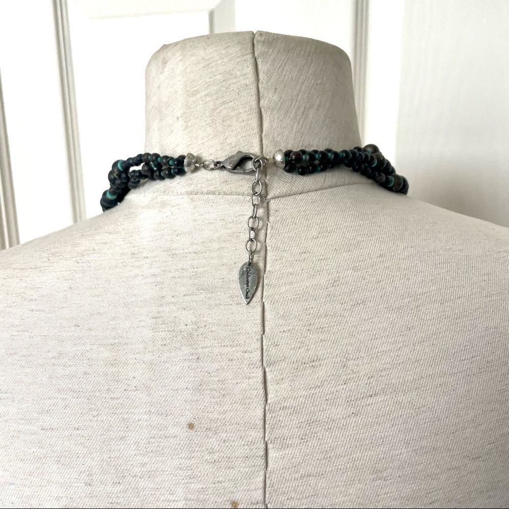 Coldwater creek triple strand wood bead and turquoise necklace - Picture 7 of 10